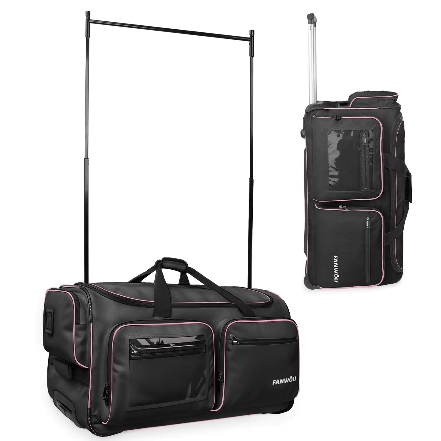 Fanwoli 28" Dance Bag with Garment Rack | Upgraded Stable System & Fabric | More Lightweight & Wear-Resistant | Ideal Competition Duffle Bag for Dancers Livestreamer Athletes